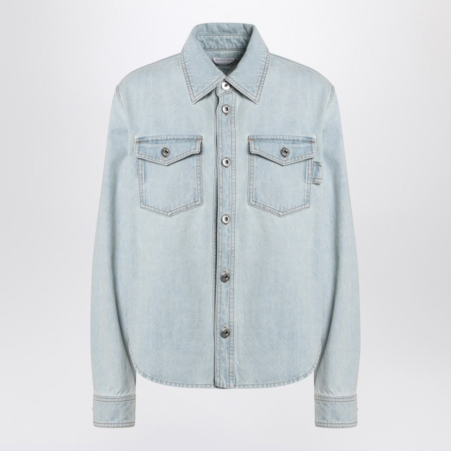 Bottega Veneta Tops? Bottega Veneta Women Light Blue Denim Shirt Extra Bleach Premium Designer Casual Top