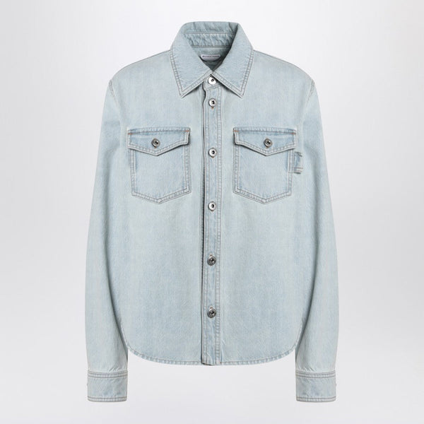 Bottega Veneta Tops? Bottega Veneta Women Light Blue Denim Shirt Extra Bleach Premium Designer Casual Top