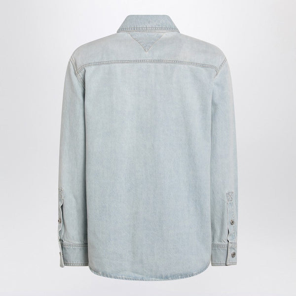 Bottega Veneta Tops? Bottega Veneta Men Light Blue Denim Shirt Extra Bleach Premium Designer Casual Top