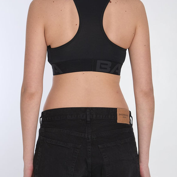 Close-up of Balenciaga underwear hardware and fine stitching