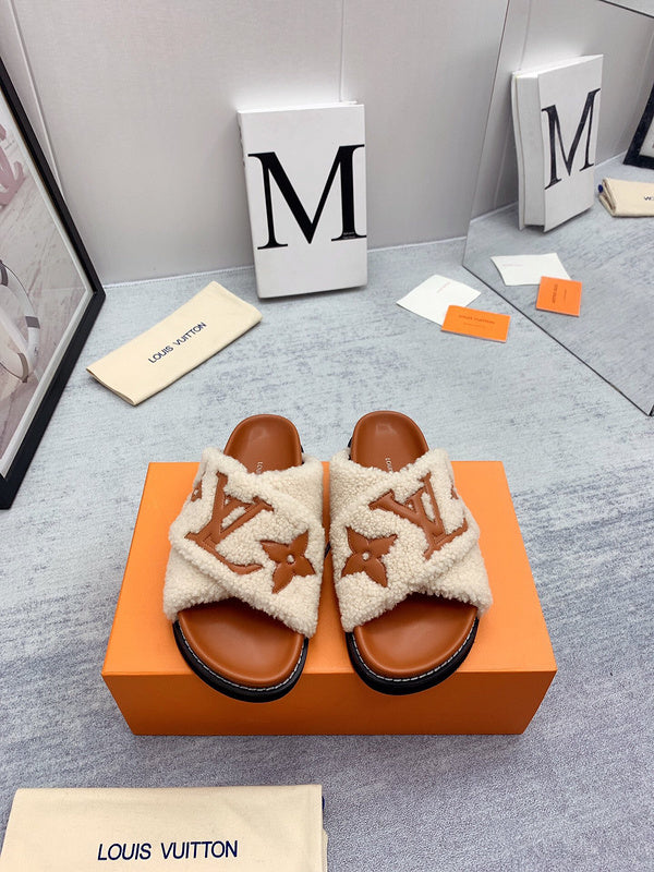 Louis Vuitton Grey Platform Heels - Side Profile View