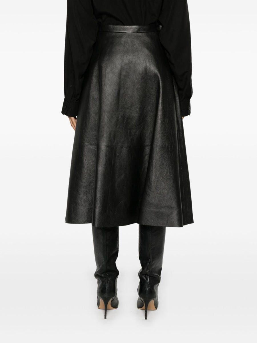 Balenciaga Skirts- BALENCIAGA Flared Leather Skirt - High Waist Design Chic Everyday Designer Skirt