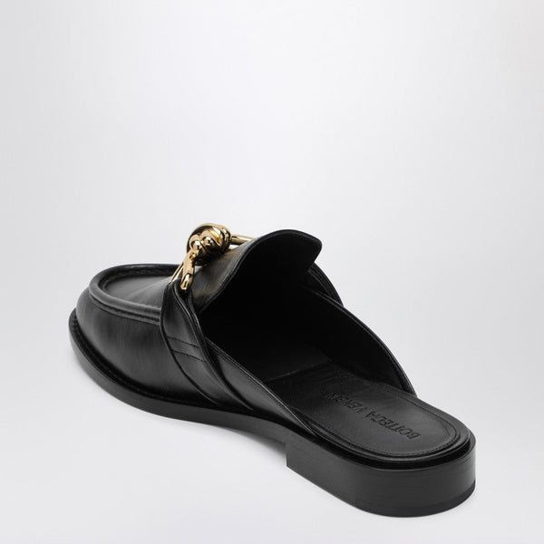 Close-up of Bottega Veneta flats hardware and fine stitching