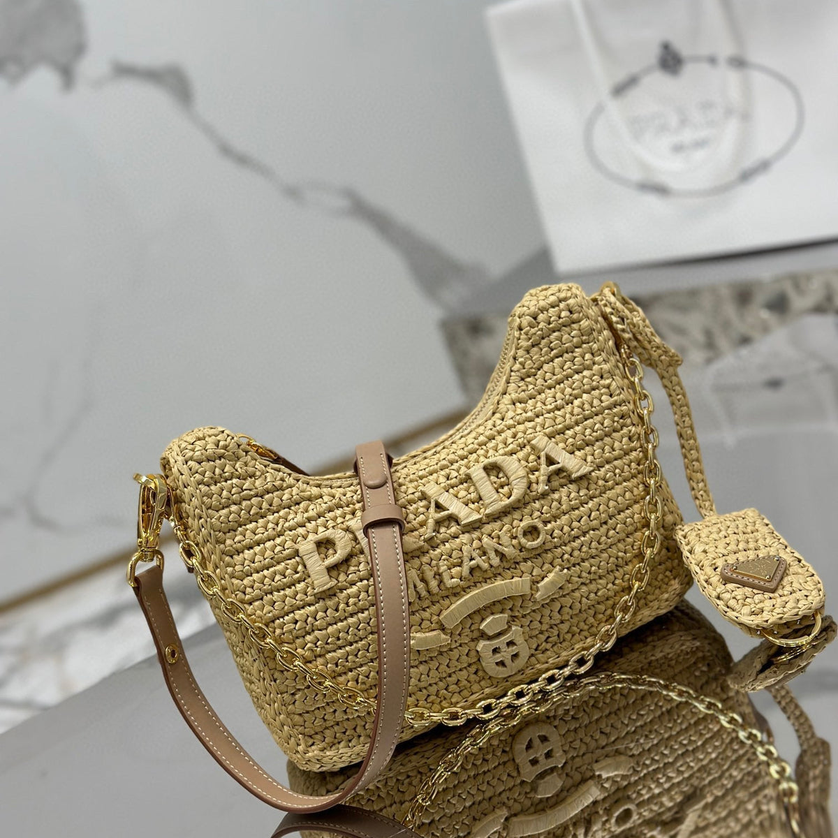 Bags- Pd Re-edition Crochet Mini Bag Luxury Designer Leather Handbag