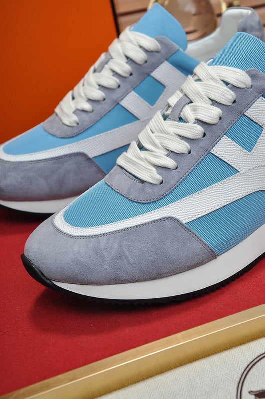 Hermès Beige Chunky Platform Sneakers - Side Profile View