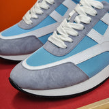 Hermès Beige Chunky Platform Sneakers - Side Profile View