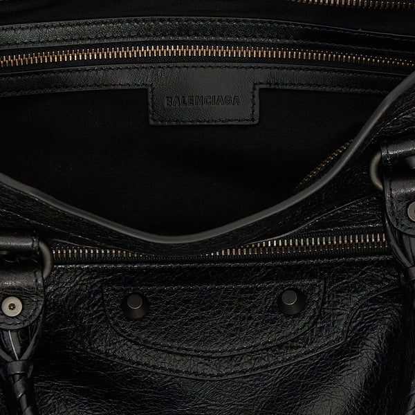 Close-up of Balenciaga shoulder bags hardware and fine stitching