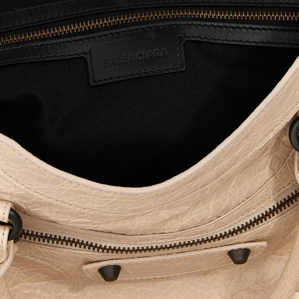 Close-up of Balenciaga shoulder bags hardware and fine stitching