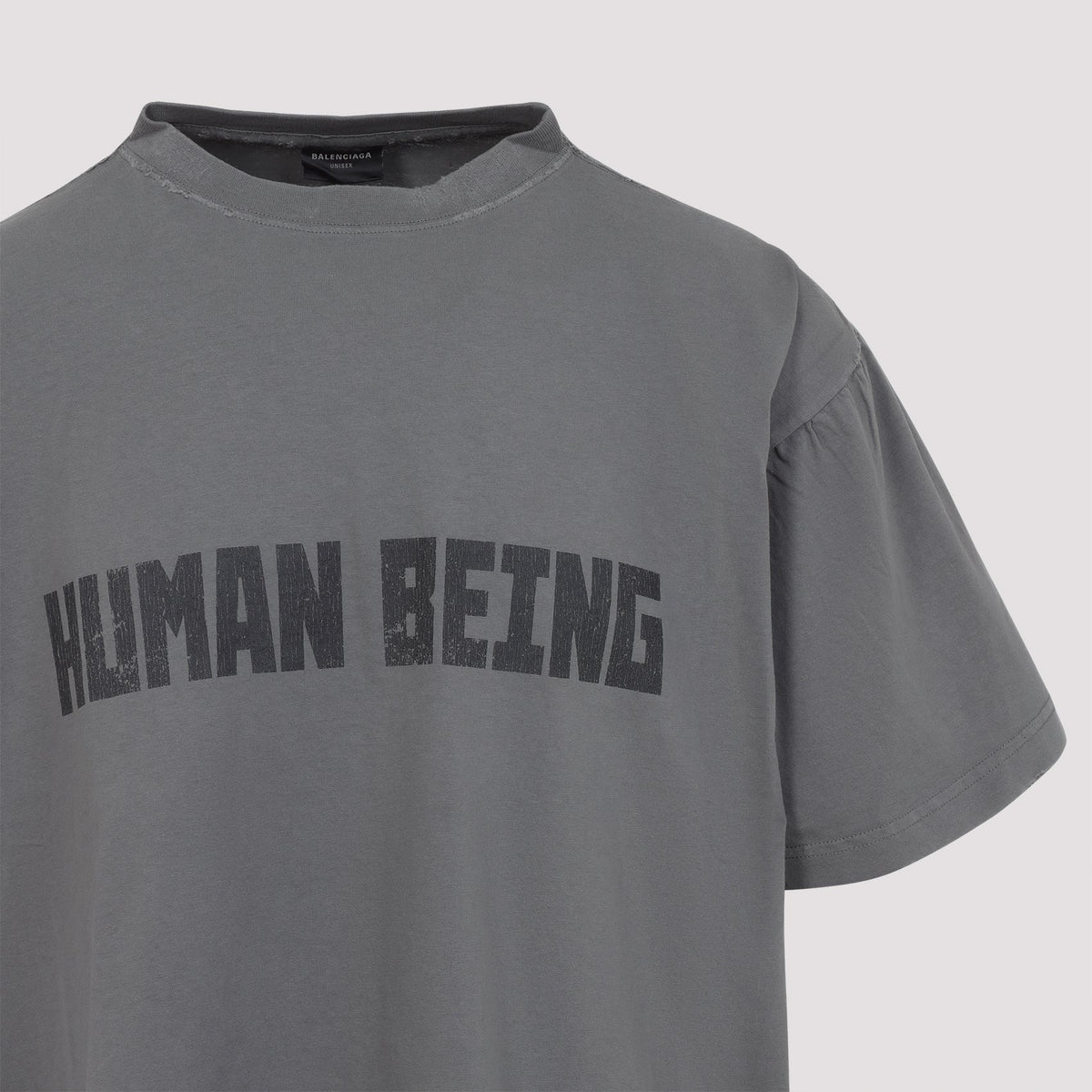 Balenciaga T-Shirts- BALENCIAGA Human Being Crew Neck T-Shirt Premium Designer Cotton T-Shirt