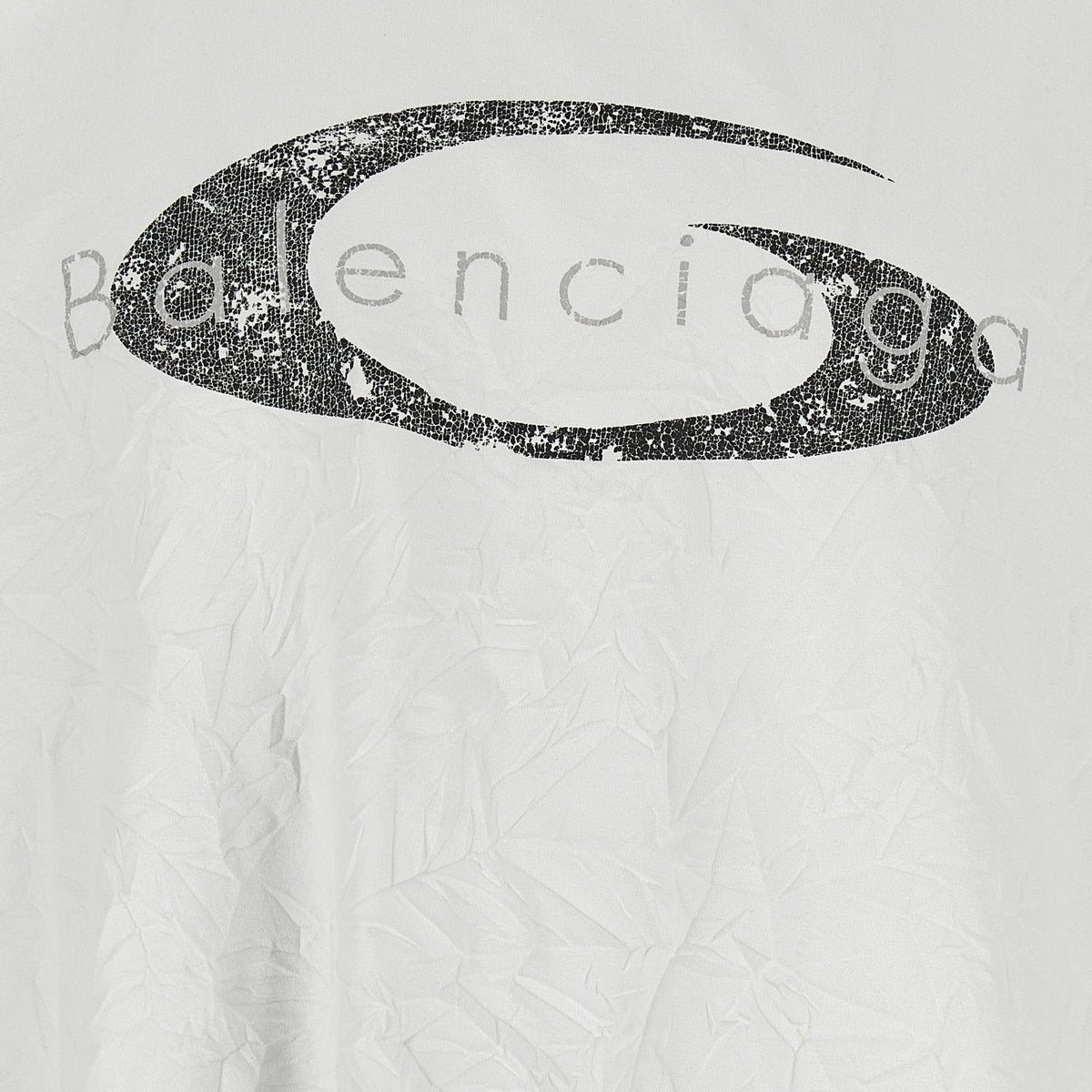 Close-up of Balenciaga tee shirts hardware and fine stitching
