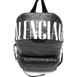 Close-up of Balenciaga backpacks hardware and fine stitching