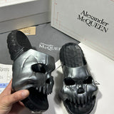 Alexander McQueen Red Block Heel Pumps - Angled View