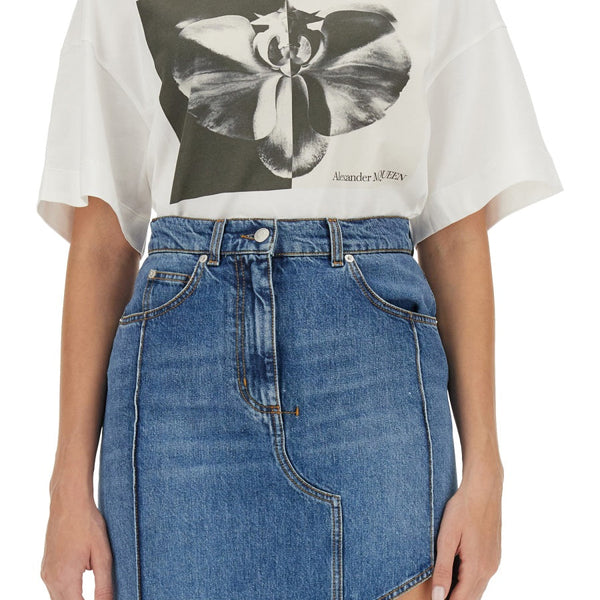 Alexander McQueen T-Shirts? Alexander Mcqueen Women Photographic Orchid T-Shirt Premium Designer Cotton T-Shirt