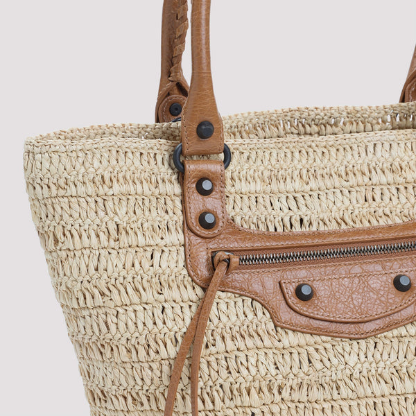 Close-up of Balenciaga shoulder bags hardware and fine stitching