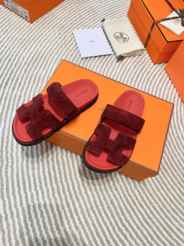 Hermès Burgundy Platform Sandals - Sole Detail View