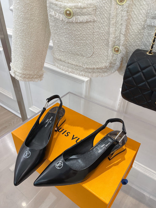 Louis Vuitton Black Block Heel Pumps - Lifestyle Styling Shot