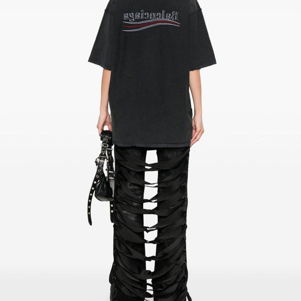 Close-up of Balenciaga t-shirts & tops hardware and fine stitching
