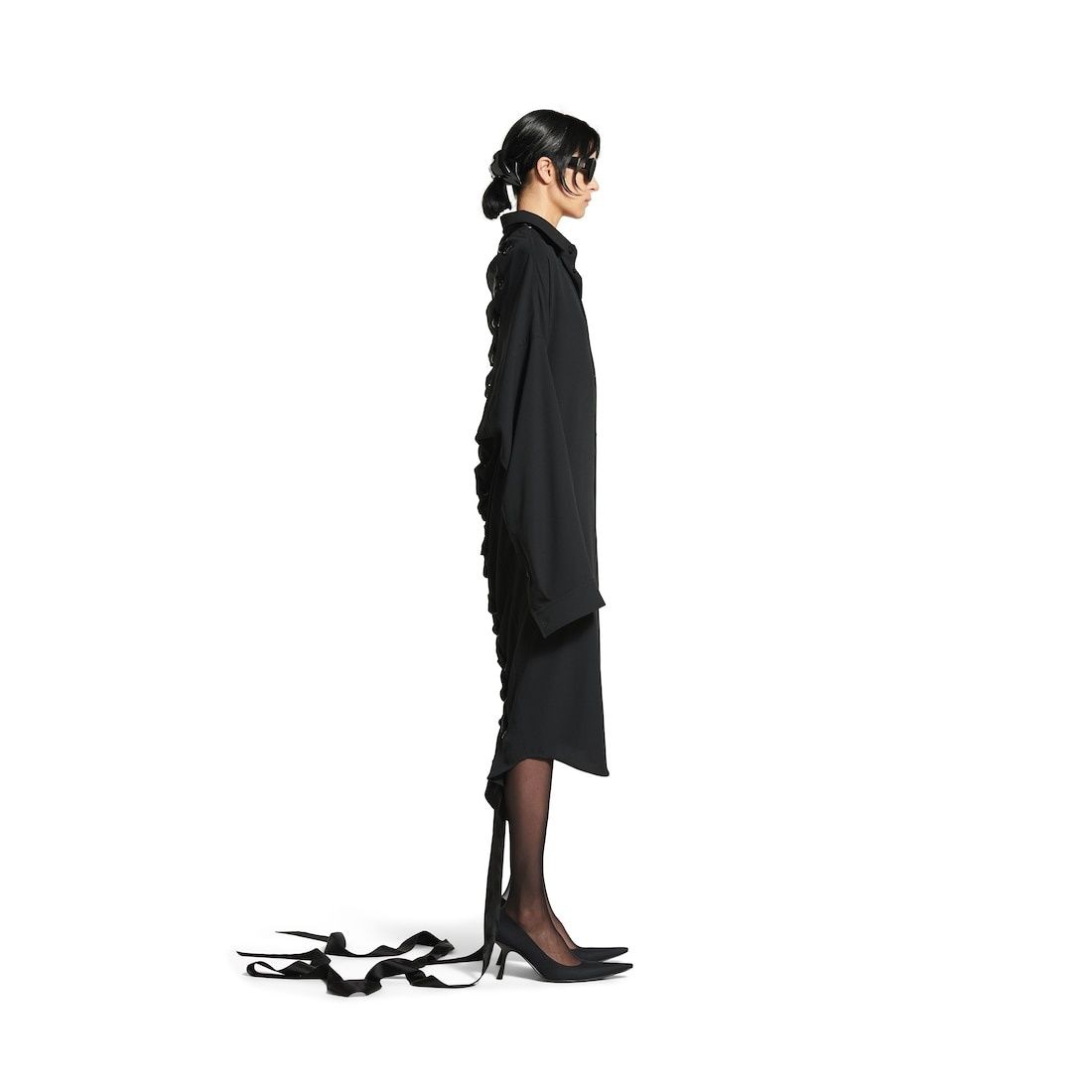 Balenciaga Tops? BALENCIAGA Shirt Dress with Intertwined Ribbons Premium Designer Casual Top
