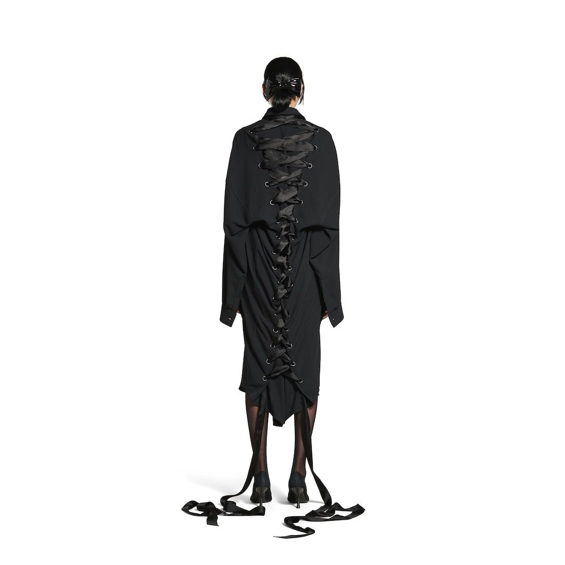 Balenciaga Tops? BALENCIAGA Shirt Dress with Intertwined Ribbons Premium Designer Casual Top