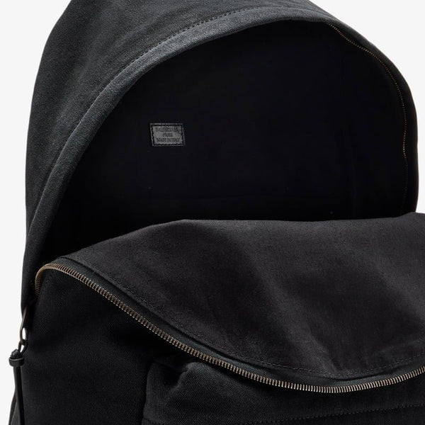 Close-up of Balenciaga backpacks hardware and fine stitching