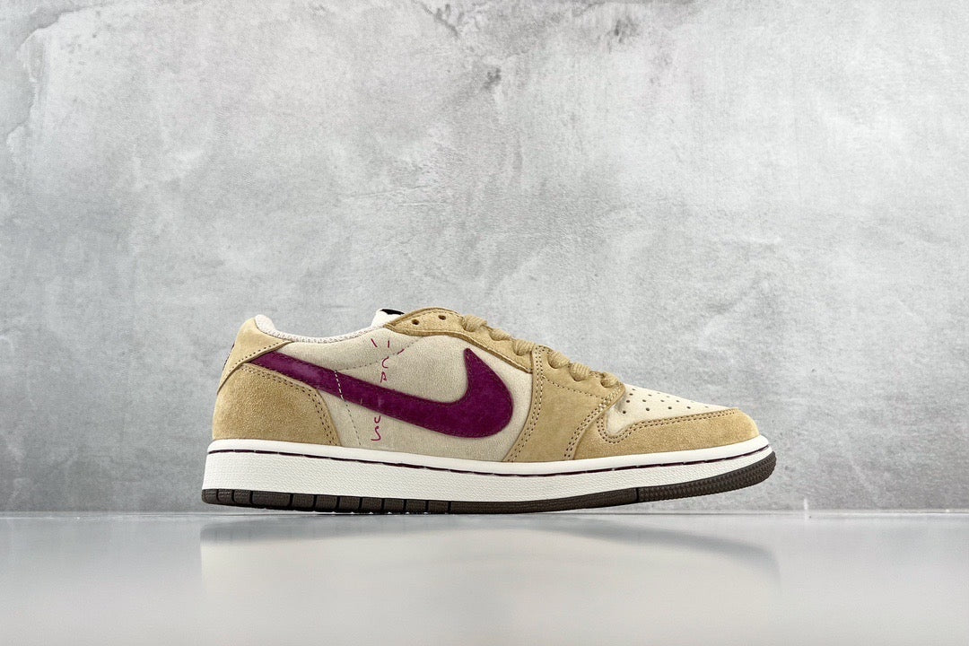 Jordan Shoes- Jordan Travis S x Jordan 1 Low Premium Designer Casual Shoes