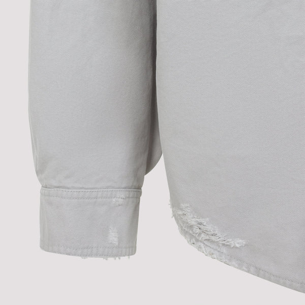 Close-up of Balenciaga shirts hardware and fine stitching