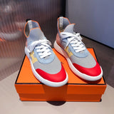 Hermès Burgundy Chunky Platform Sneakers - Lifestyle Styling Shot