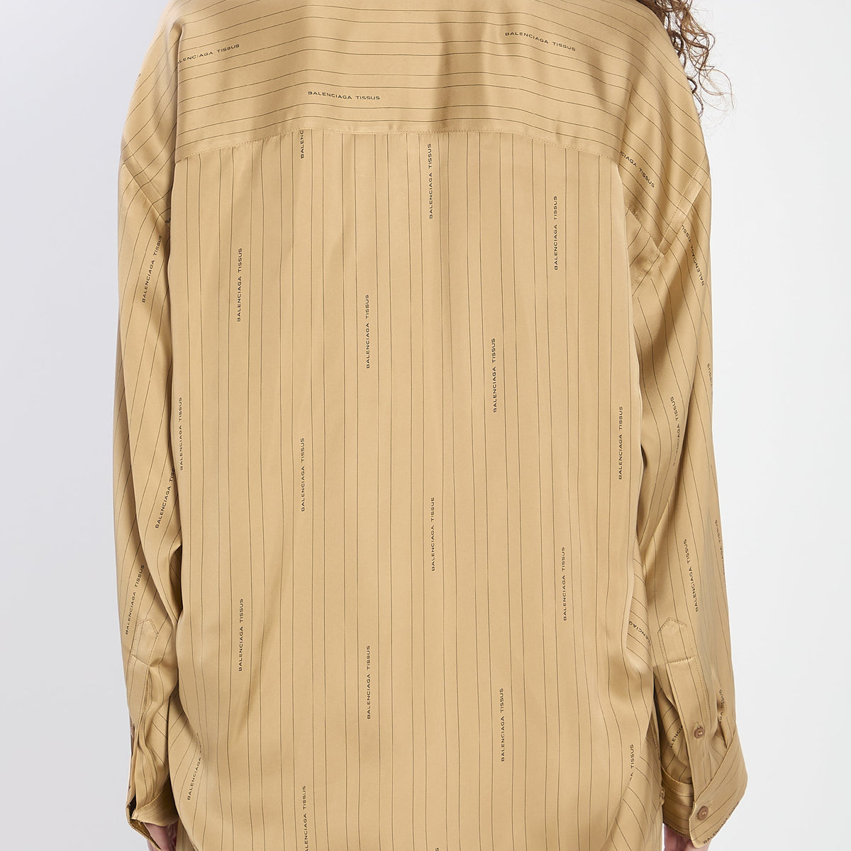 Close-up of Balenciaga shirts hardware and fine stitching