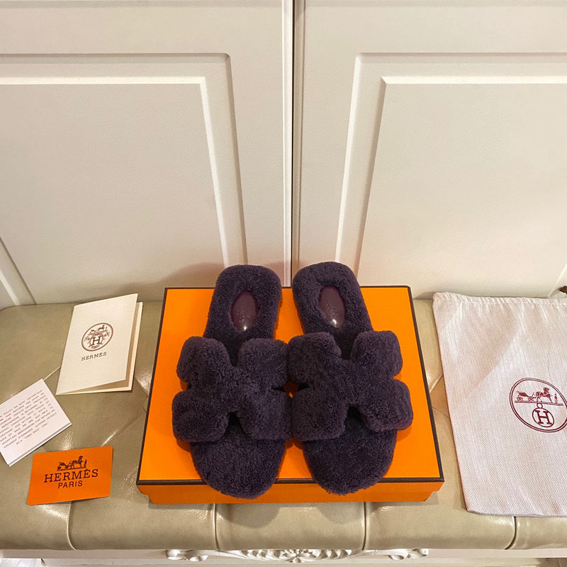 Hermès Camel Slide Sandals - Front View