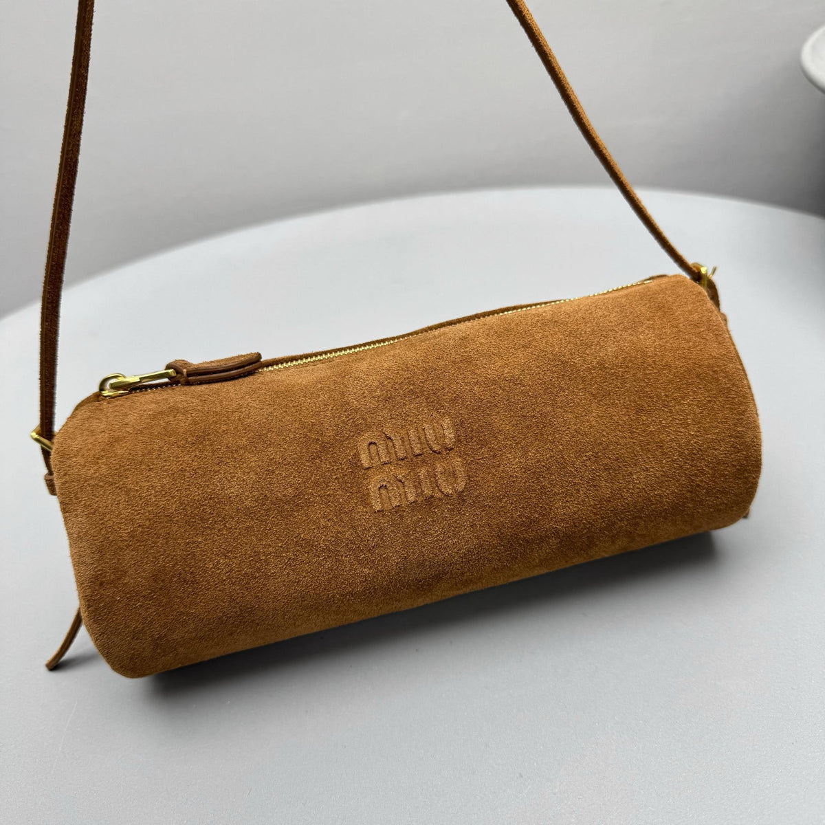 Bags- Miu M Suede Pouch Elegant Everyday Designer Handbag
