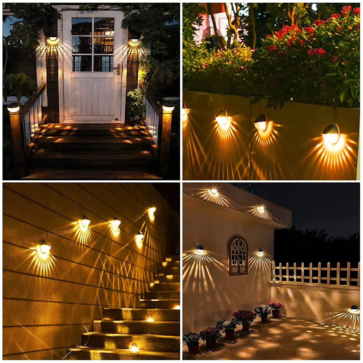Solar Fence Lights, 4 Pack LED Solar Wall Lights Outdoor