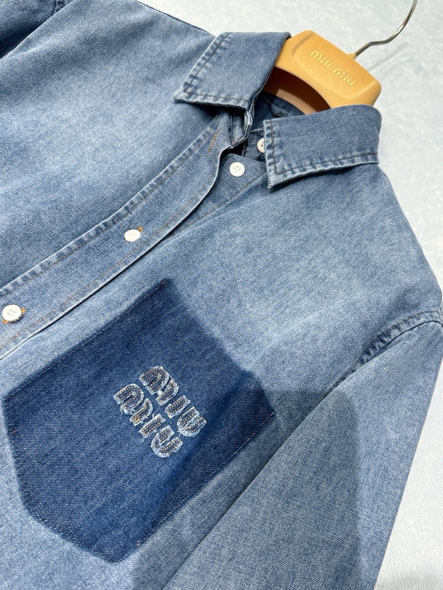 Tops- Miu M Denim Shirt Premium Designer Casual Top
