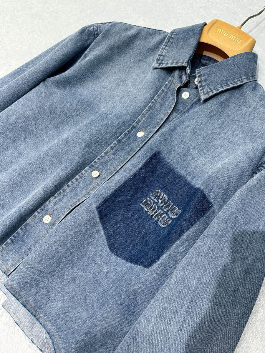 Tops- Miu M Denim Shirt Premium Designer Casual Top