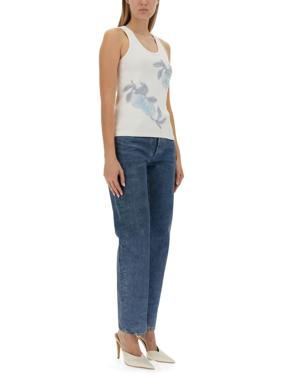 Bottega Veneta Tops? Bottega Veneta Women Embroidered Cotton Top Elegant Everyday Designer Top