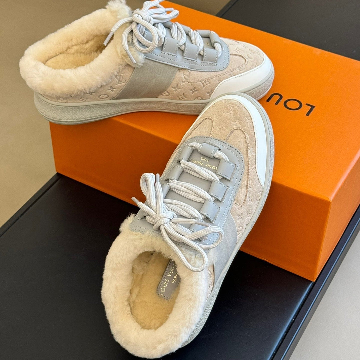 Louis Vuitton Shoes- Louis Vuitton Lou Open Back Sneakers Premium Designer Casual Shoes