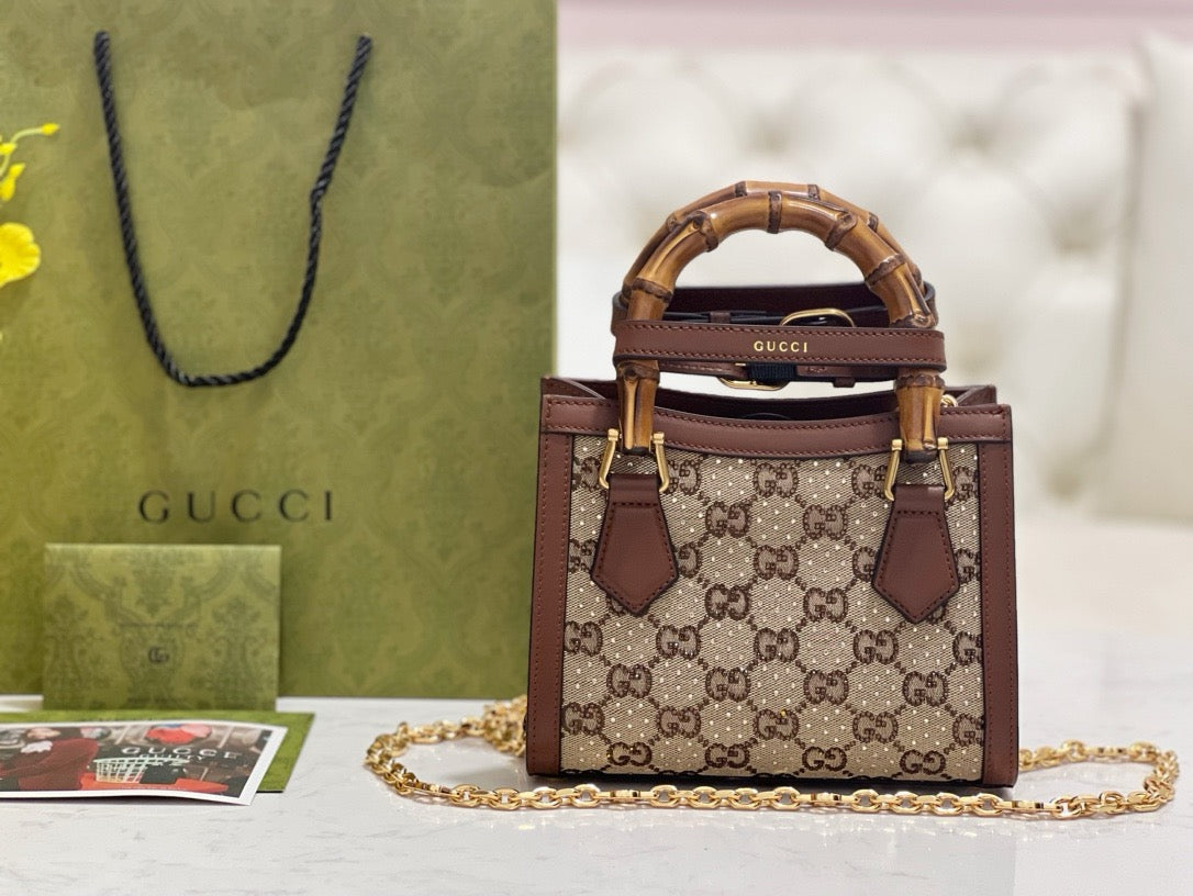 Gucci Bags- Gucci Diana Crystals Small Tote Bag Elegant Everyday Designer Handbag