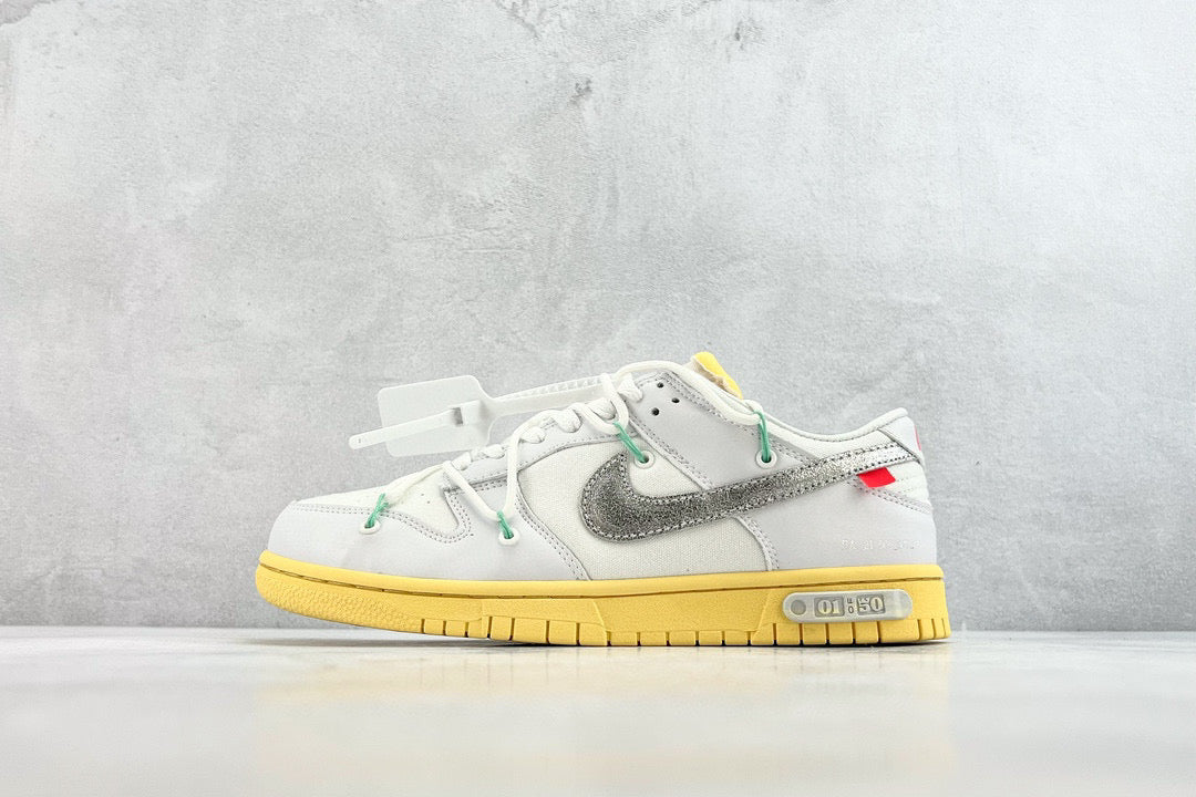 Off-White Shoes- Off-White Nike x Off White Dunk Low Lot 1 Trainers Comfortable Everyday Designer Shoes