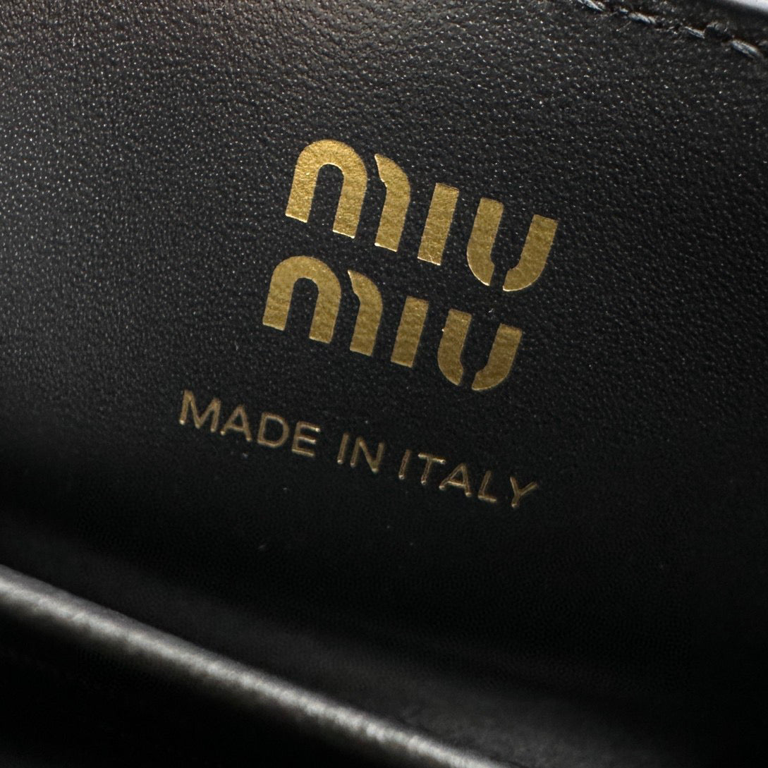 Wallets- Miu M Shoulder Strap Wallet Premium Leather Designer Wallet
