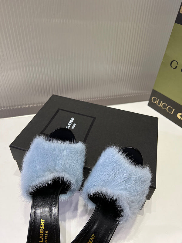 Close-up of Saint Laurent shoes craftsmanship