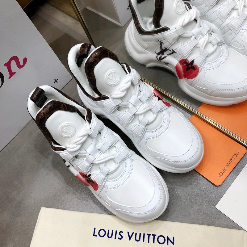 Louis Vuitton White Block Heel Pumps - Back View