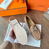 Hermès Grey Platform Heels - Front View