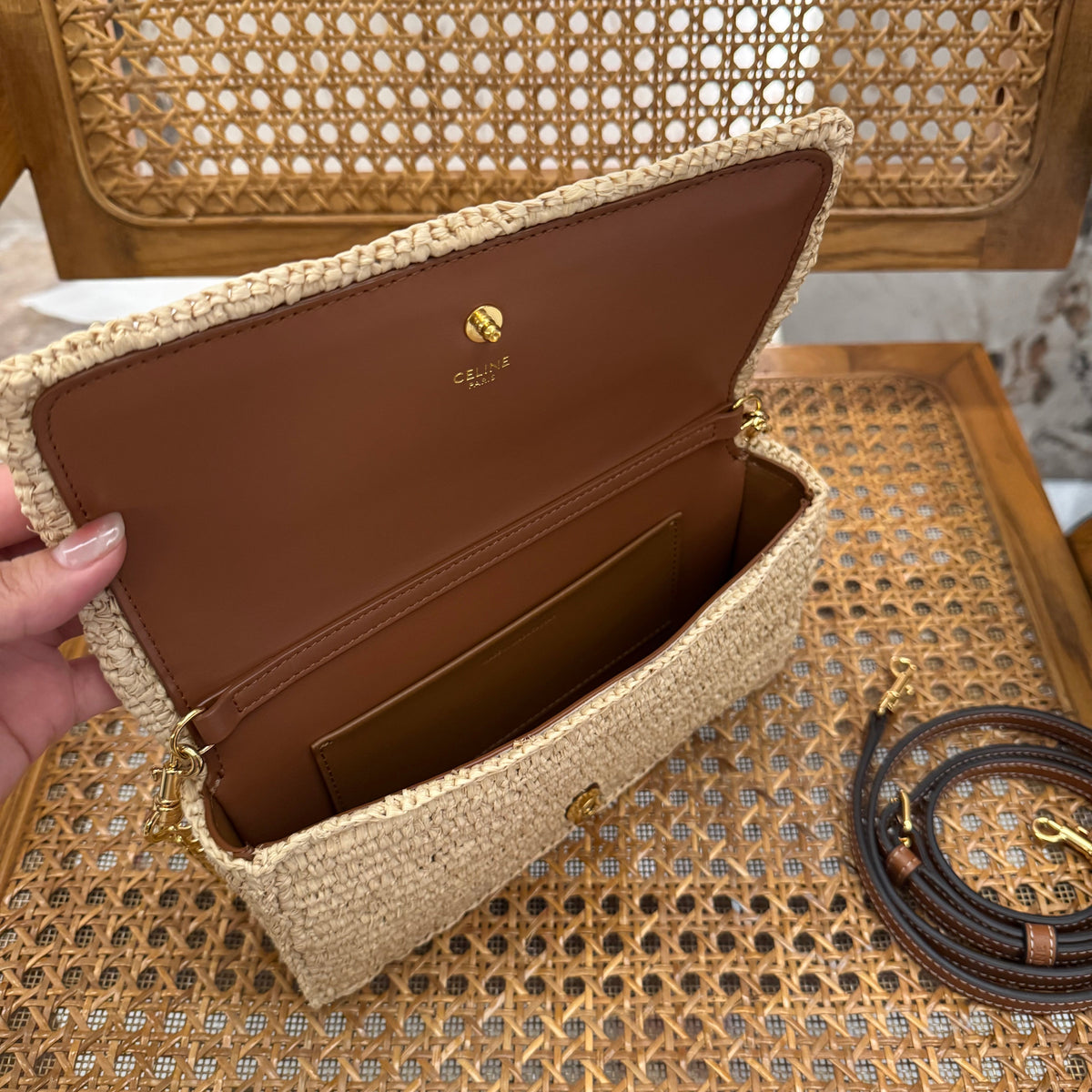 Bags- Cel Multipochette In Raffia Bag Luxury Designer Leather Handbag