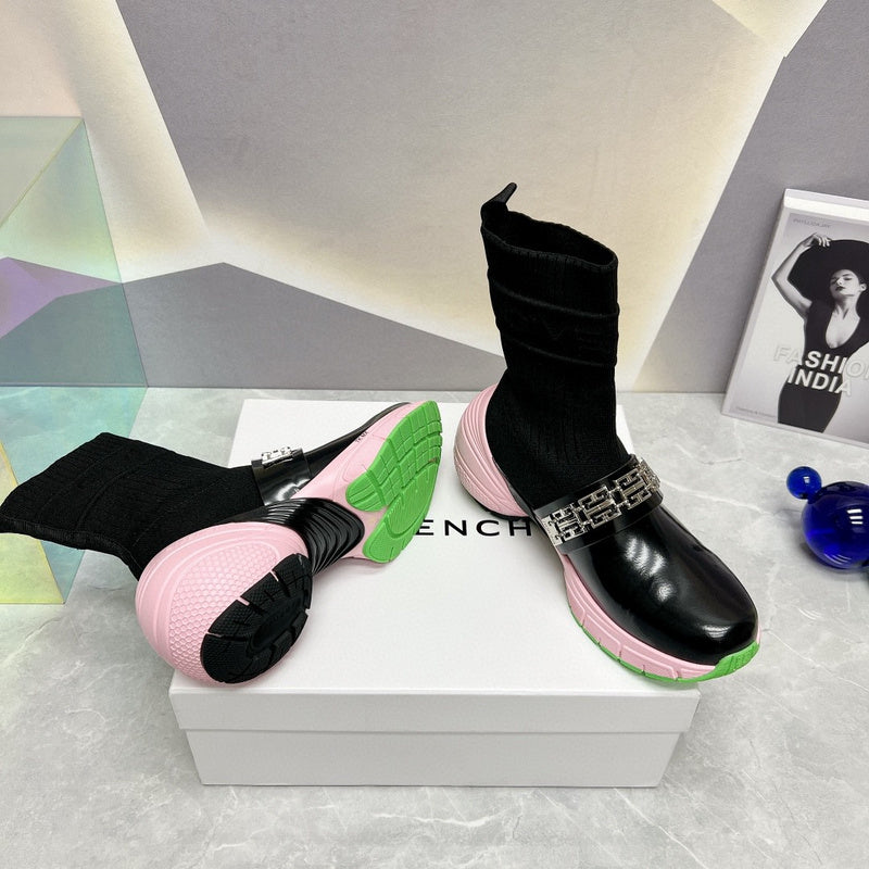 Givenchy Black Ankle Strap Heels - Side Profile View