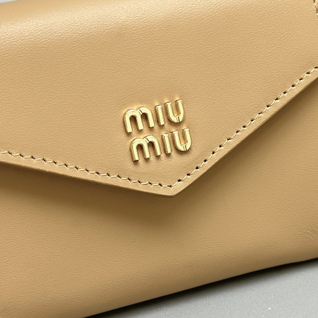 Wallets- Miu M Shoulder Strap Wallet Premium Leather Designer Wallet