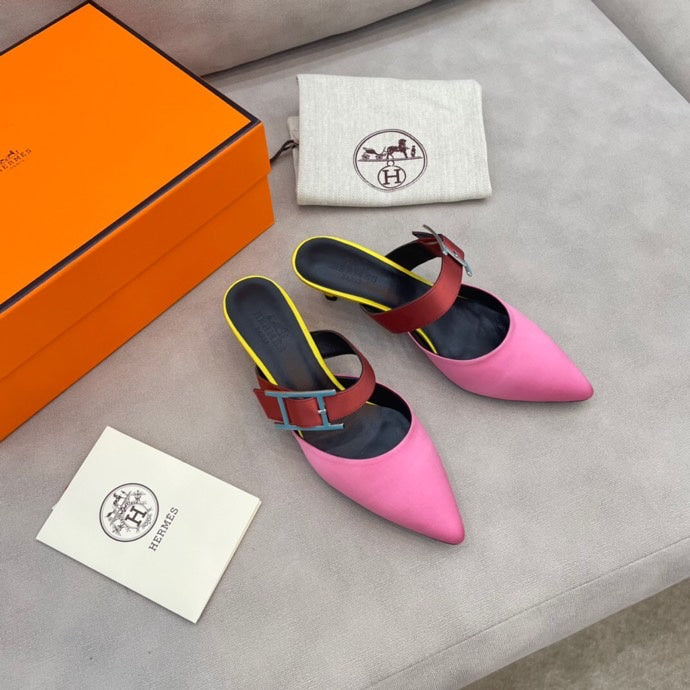 Hermès Black Bow-Detail Flats - Back View