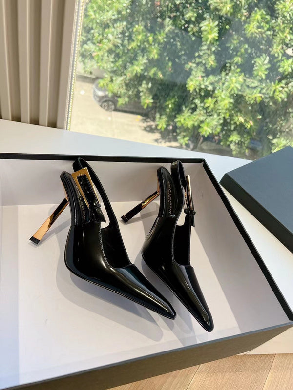 Close-up of Saint Laurent shoes craftsmanship