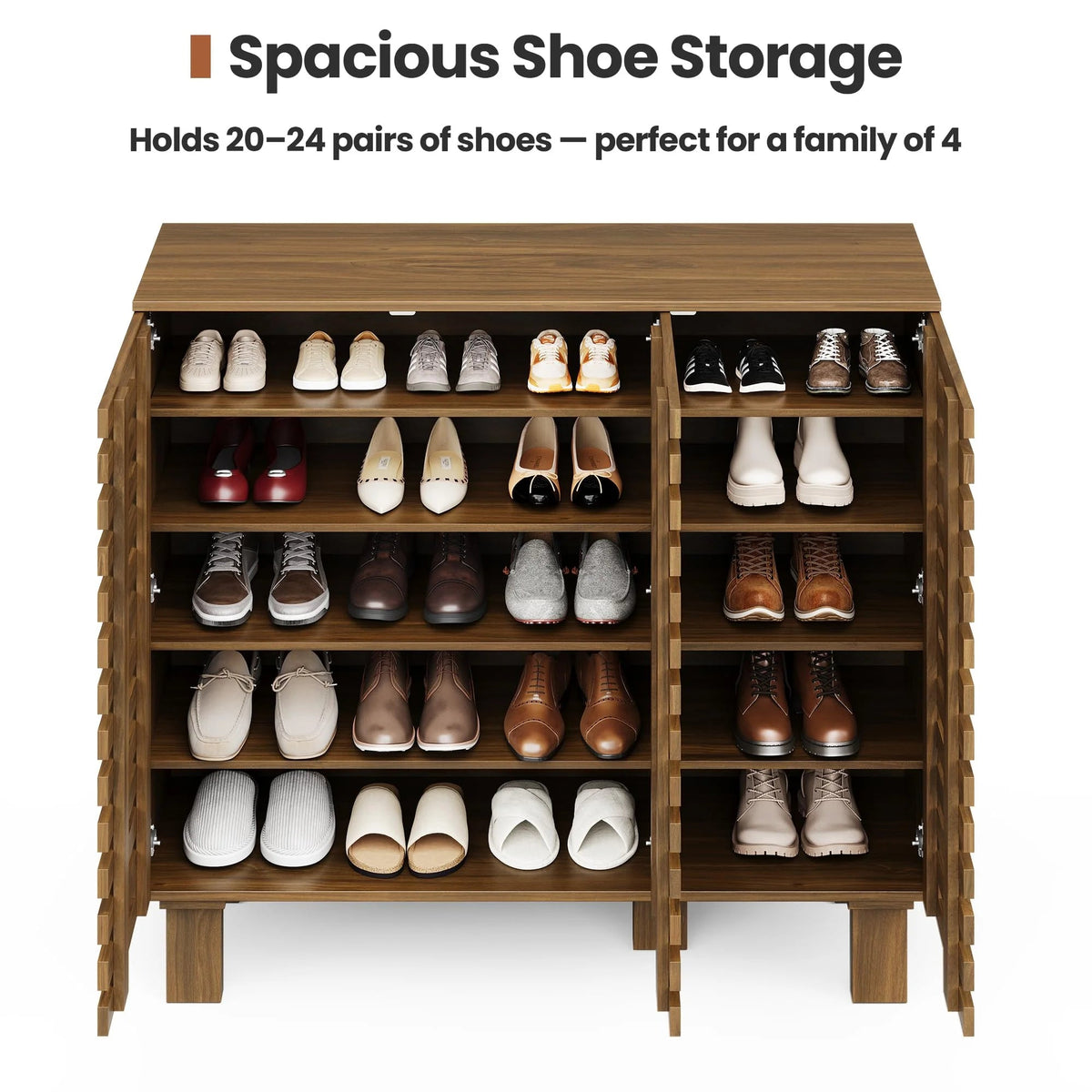 47" Wide Shoe Cabinet with Drawers and Adjustable Shelves