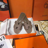 Hermès Grey Crisscross Strap Sandals - Sole Detail View