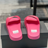 Balenciaga Tan Block Heel Sandals - Back View