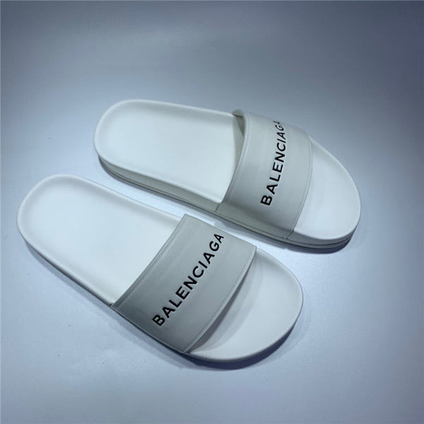 Balenciaga Grey Slide Sandals - Detail Shot of Craftsmanship